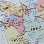 Political map of the Middle East showing various countries and borders