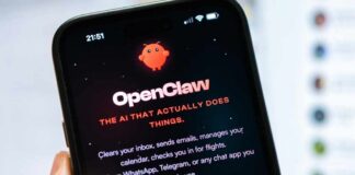 Close-up of a smartphone displaying the OpenClaw app interface