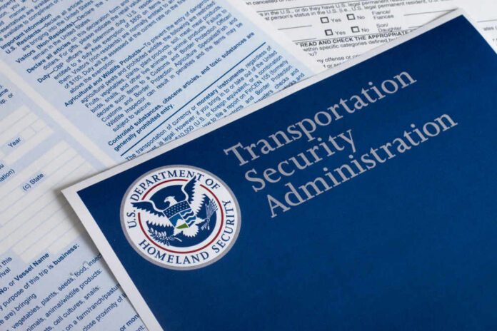 transportationaecurityadministrationid300476906jpg Transportation Security Administration brochure with forms and DHS seal.