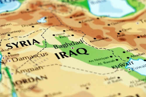 Map of Iraq and surrounding countries displayed