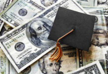Elite Universities Cash In — Families Bear the Cost A graduation cap placed on a pile of U.S. dollar bills