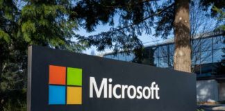 Microsoft corporate sign displayed outdoors