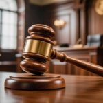 Detention Center Ambush Backfires Hard A wooden gavel resting on a courtroom table with a scale of justice in the background