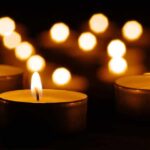 Tea light candles with warm glowing flames