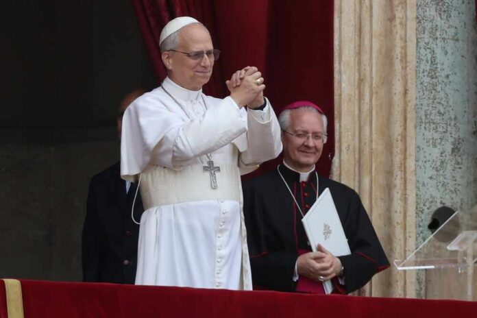 Rome,,Italy,-,May,11,,2025:,Pope,Leo,Xiv,,Robert Pope giving a blessing from a balcony