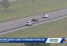 Highway Horror: Suspect Latches Onto SUV Shoplifting suspect clings to moving car during police chase in Ohio