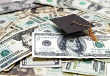 DOJ Slams States Over ‘Illegals’ Tuition Breaks Graduation cap on a pile of US dollar bills