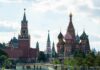 Deadly Strike: Election Day Drones Slam Moscow Saint Basil's Cathedral and Kremlin towers under a cloudy sky