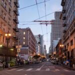 NYC Meltdown: 12-Block Tent Takeover Urban street lined with mid-rise buildings at dusk