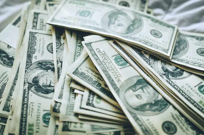 Stacks of U.S. hundred-dollar bills