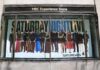 SNL Smear? Nobel Jab, Zero Proof Window display with Saturday Night Live cast poster at NBC Experience Store